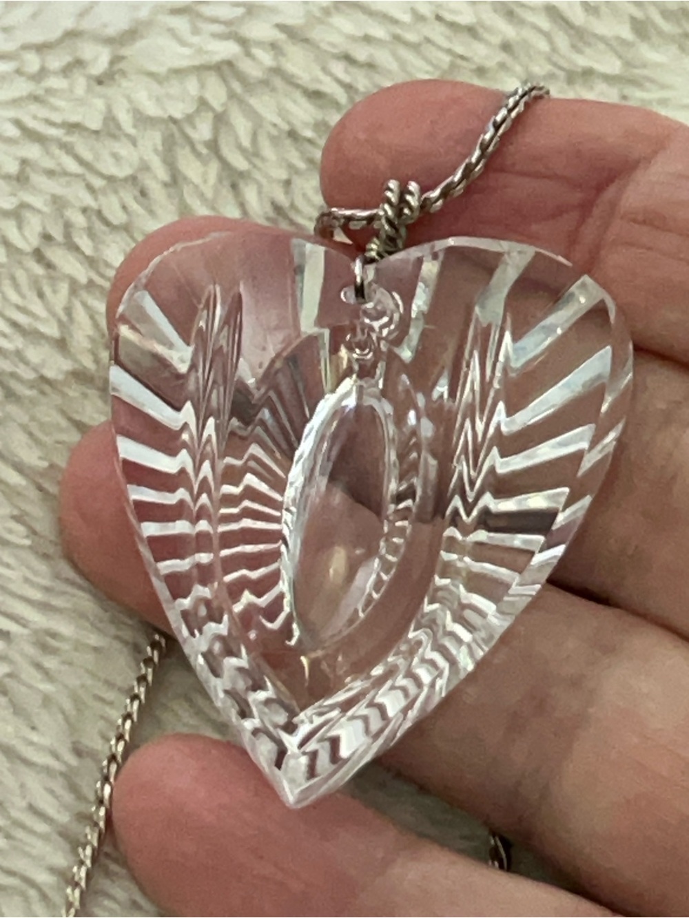 Waterford Clear Crystal Heart Pendant Necklace with Silver Chain